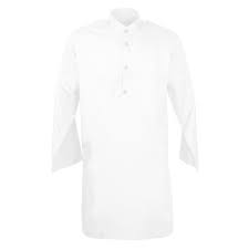 Classic white men's kurta with band collar